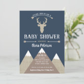 Woodland Deer Baby shower Invitation, Burlap Kaart (Staand voorkant)
