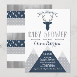 Woodland Deer Baby shower Invitation, Faux Folie Kaart