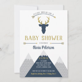 Woodland Deer Baby shower Invitation, Faux Folie Kaart