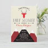 Woodland Deer Baby shower Invitation, Faux Folie Kaart (Staand voorkant)