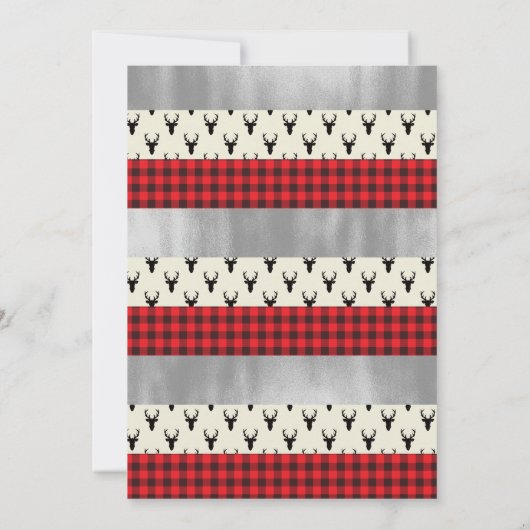 Woodland Deer Baby shower Invitation, Faux Folie Kaart (Achterkant)