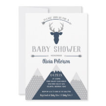 Woodland Deer Baby shower Invitation, Faux Folie