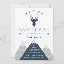 Woodland Deer Baby shower Invitation, Faux Folie Kaart