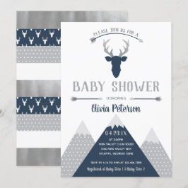Woodland Deer Baby shower Invitation, Faux Folie Kaart