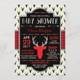 Woodland Deer Baby shower Invitation, Faux Folie Kaart