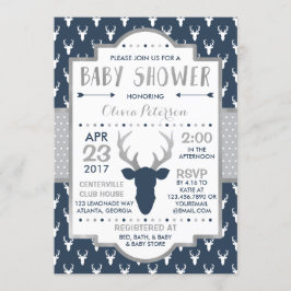 Woodland Deer Baby shower Invitation, Faux Folie Kaart
