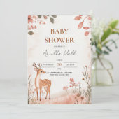 Woodland Deer Baby shower Invitation Kaart (Staand voorkant)