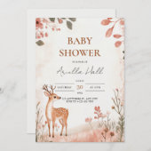 Woodland Deer Baby shower Invitation Kaart (Voorkant / Achterkant)