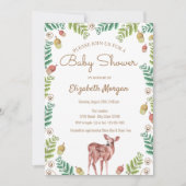 Woodland, Deer Baby shower Invitation Kaart (Voorkant)