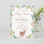Woodland, Deer Baby shower Invitation Kaart (Staand voorkant)