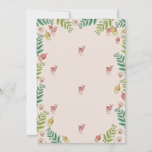 Woodland, Deer Baby shower Invitation Kaart (Achterkant)