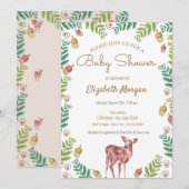 Woodland, Deer Baby shower Invitation Kaart (Voorkant / Achterkant)