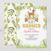Woodland Deer Baby shower Invitation Kaart (Voorkant / Achterkant)