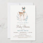 Woodland Deer Baby shower Invitation Kaart (Voorkant)