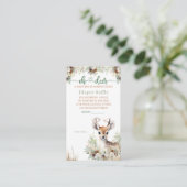 Woodland Deer Baby shower Jongensluier Raffle Informatiekaartje (Staand voorkant)