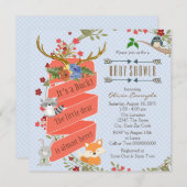 Woodland Deer Baby shower Kaart (Voorkant / Achterkant)