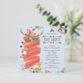 Woodland Deer Baby shower Kaart (Staand voorkant)