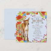 Woodland Deer Baby shower Kaart (Voorkant / Achterkant)
