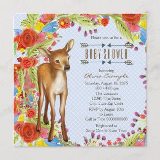 Woodland Deer Baby shower Kaart
