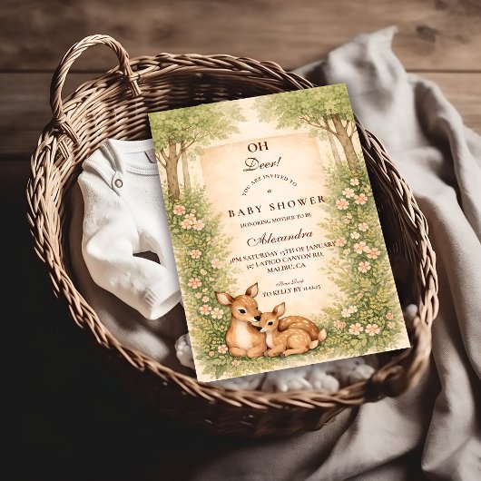 Woodland Deer Baby Shower Kaart