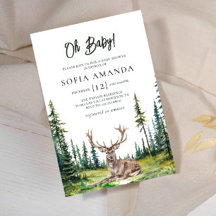Woodland Deer Baby shower Kaart