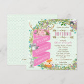 Woodland Deer Baby shower Kaart (Voorkant / Achterkant)