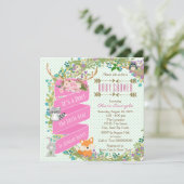 Woodland Deer Baby shower Kaart (Staand voorkant)