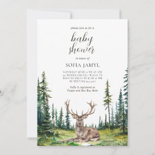 Woodland Deer Baby shower Kaart