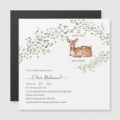 Woodland Deer Baby shower Magnetische Uitnodiging (Voorkant / Achterkant)