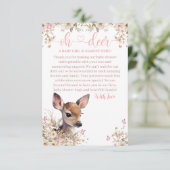 Woodland Deer Baby shower Meisje Bedankkaart (Staand voorkant)