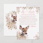 Woodland Deer Baby shower Meisje Bedankkaart (Voorkant / Achterkant)