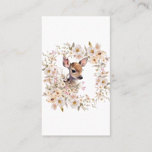 Woodland Deer Baby shower Meisje, Boeken voor Baby Informatiekaartje (Achterkant)