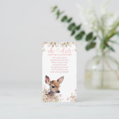 Woodland Deer Baby shower Meisje, Boeken voor Baby Informatiekaartje (Staand voorkant)