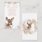 Woodland Deer Baby shower Meisje, Boeken voor Baby Informatiekaartje (Voorkant / Achterkant)