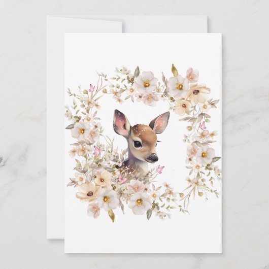 Woodland Deer Baby shower Meisje Kaart (Achterkant)