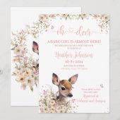 Woodland Deer Baby shower Meisje Kaart (Voorkant / Achterkant)