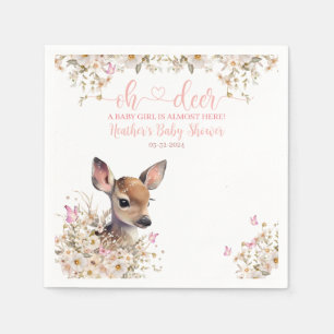 Woodland Deer Baby shower Meisje Servet