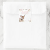 Woodland Deer Baby shower Meisje Vierkante Sticker (Tas)