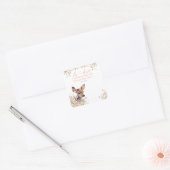 Woodland Deer Baby shower Meisje Vierkante Sticker (Envelop)