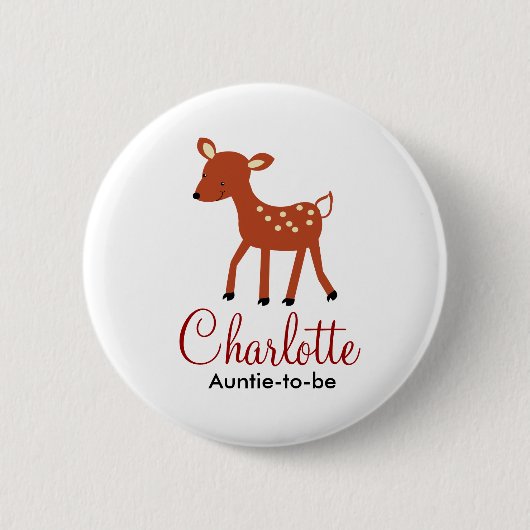 WOODLAND DEER BABY SHOWER NAME TAG BUTTON (Voorkant)