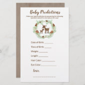 Woodland Deer Baby shower Predication Game (Voorkant / Achterkant)