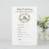 Woodland Deer Baby shower Predication Game (Staand voorkant)