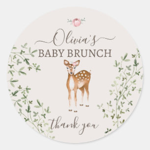 Woodland Deer Baby shower Ronde Sticker