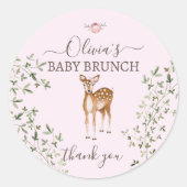 Woodland Deer Baby shower Ronde Sticker (Voorkant)