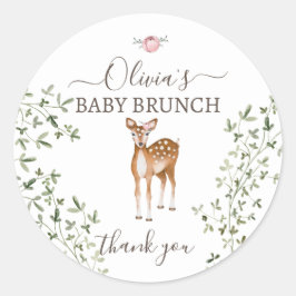 Woodland Deer Baby shower Ronde Sticker