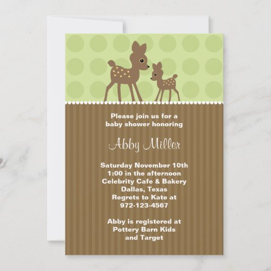 Woodland Deer Baby Shower-uitnodigingen Kaart (Voorkant)