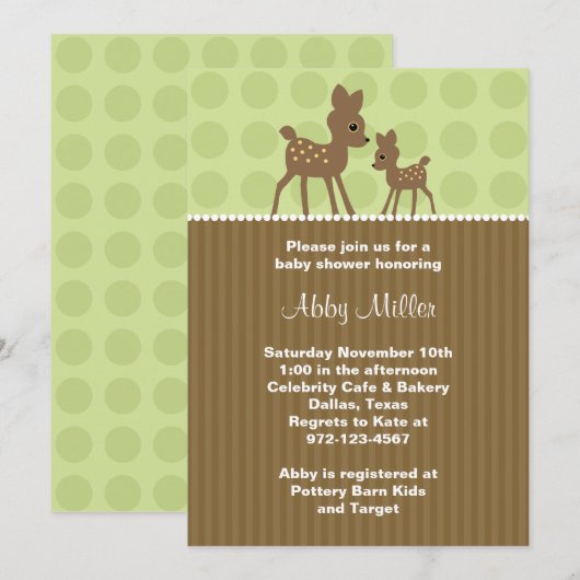 Woodland Deer Baby Shower-uitnodigingen Kaart (Voorkant / Achterkant)