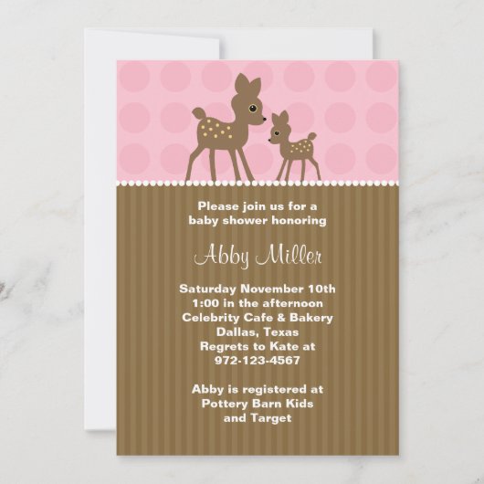 Woodland Deer Baby Shower-uitnodigingen Kaart (Voorkant)