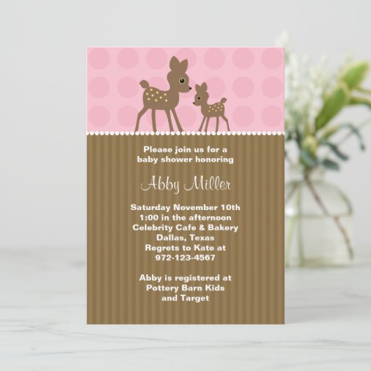 Woodland Deer Baby Shower-uitnodigingen Kaart (Staand voorkant)