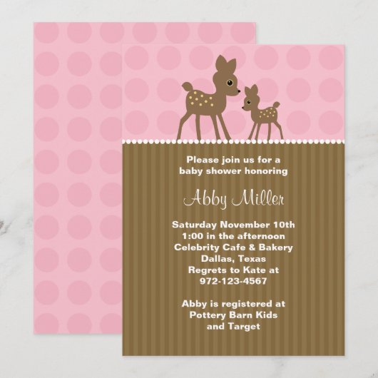 Woodland Deer Baby Shower-uitnodigingen Kaart (Voorkant / Achterkant)